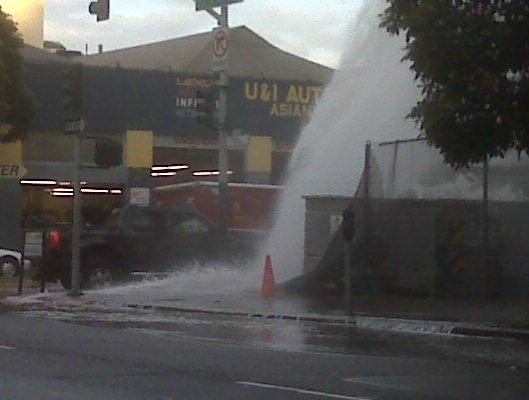 Car hits fire hydrant