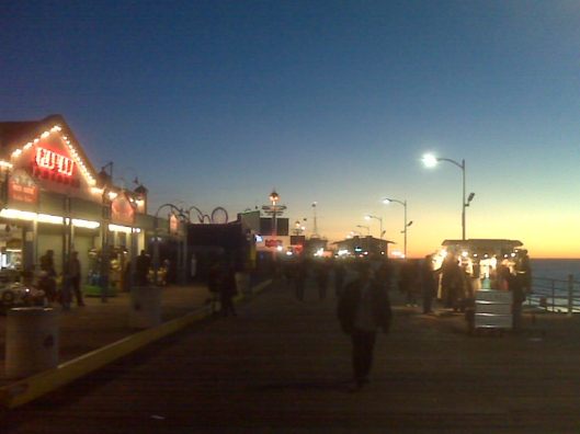 The Santa Monica Boardwalk this evening